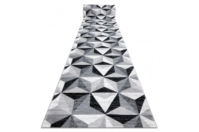 Behúň ARGENT - W6096 trojuholníky 3D sivý / čierny