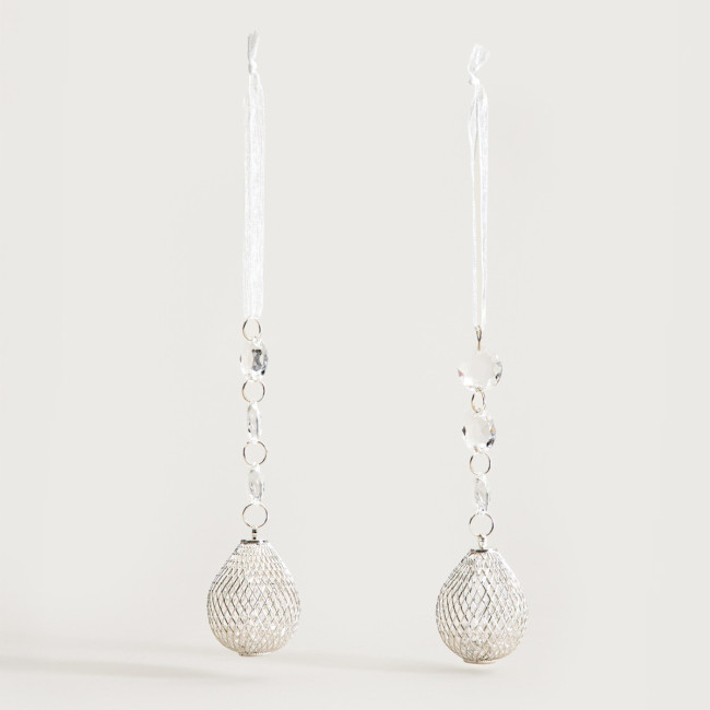 Závesná vianočná dekorácia BIJOU strieborná 751547 (2ks)