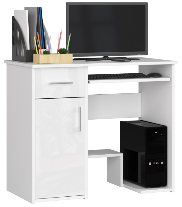 Kancelársky stôl JAY biely / biely lesk