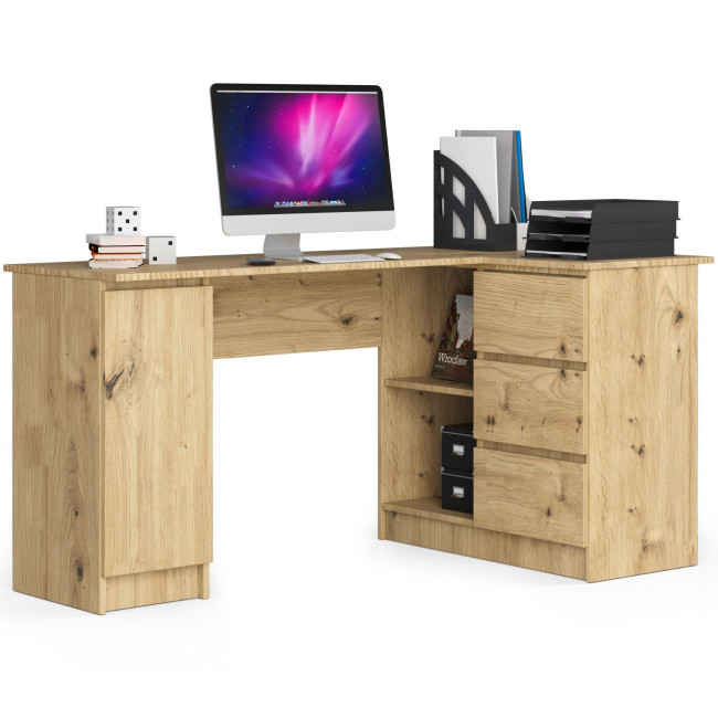 Levně Rohový kancelářský stůl B20 155 cm pravostranný, dub artisan