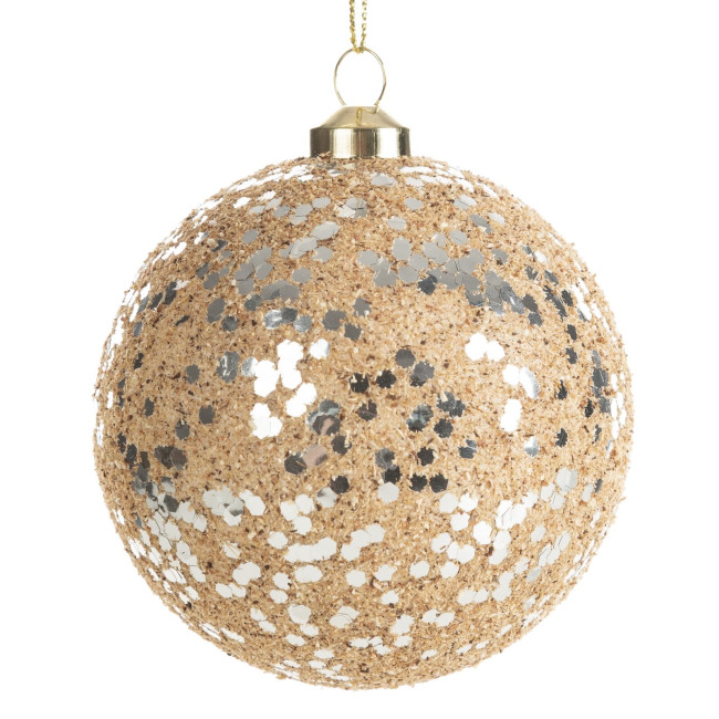 Vianočná ozdoba svetlohnedá / strieborná (6 ks)