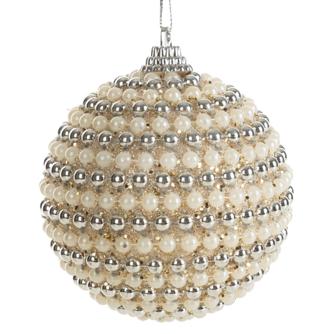 Vianočná ozdoba krémová / strieborná (6 ks)