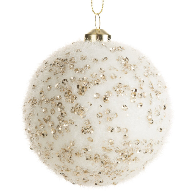 Vianočná ozdoba s glitrami krémová / zlatá (6 ks)