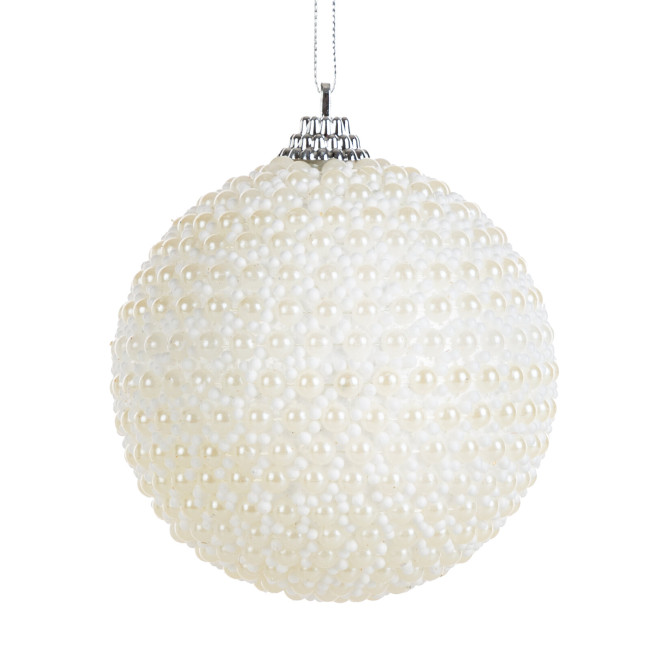 Vianočná ozdoba s perlami krémová (6 ks)