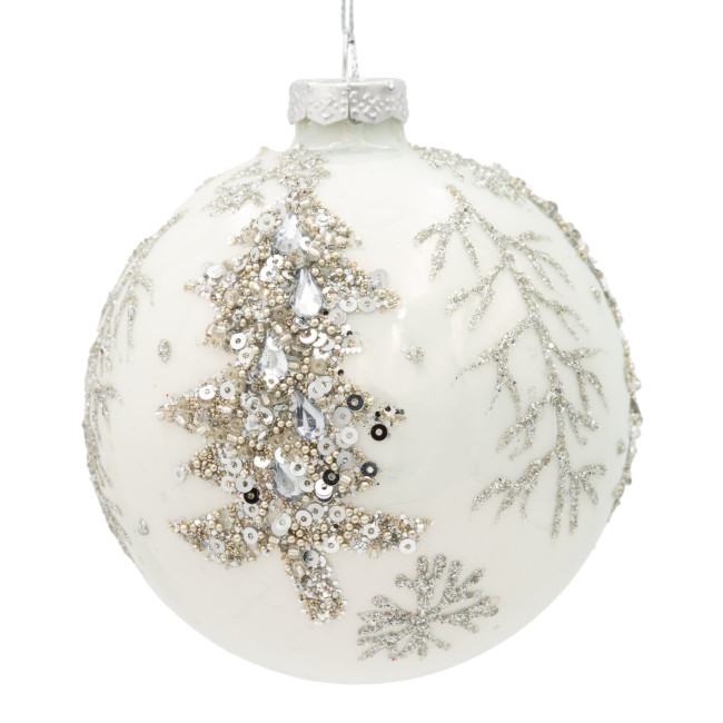 Závesná vianočná dekorácia CHRISTMAS 544 biela / strieborná (4 ks)