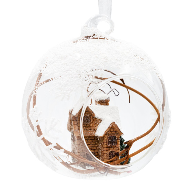 Závesná vianočná dekorácia CHRISTMAS 527 biela / hnedá (4 ks)