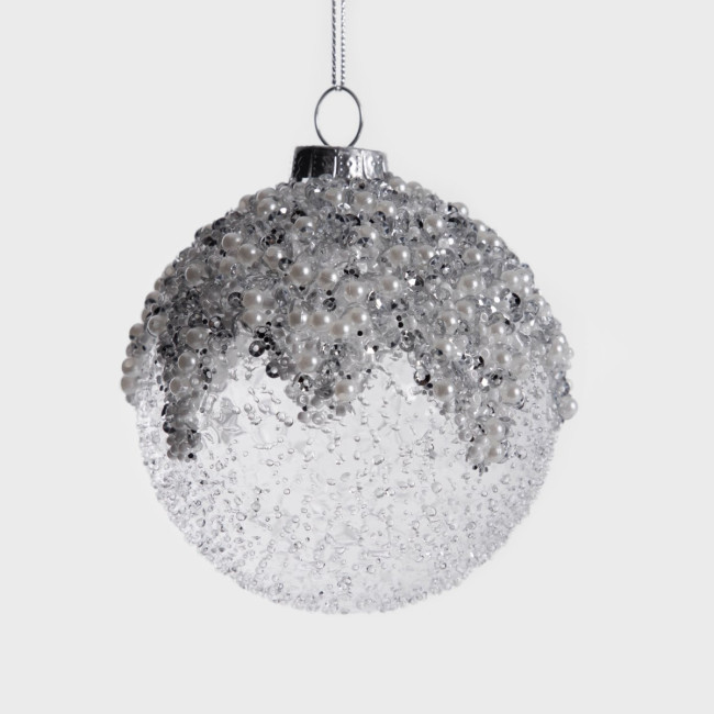Vianočná ozdoba FJER perly / mrazené sklo 711619