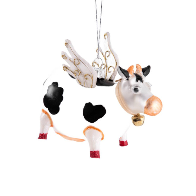 Vianočná ozdoba GLASSO kravička s krídlami 715099