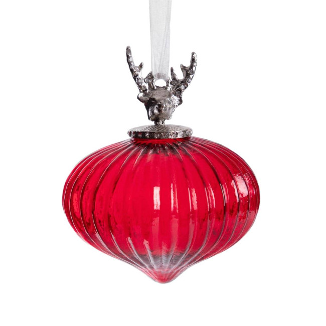 Vianočná ozdoba INDIS so sobom, červená 712296