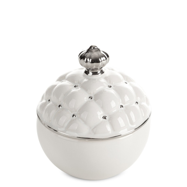 Nádoba ADORE 05 s vekom biela / strieborná