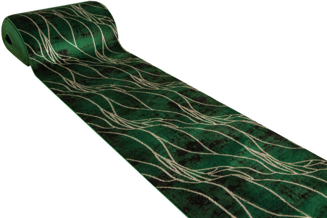 Behúň Diamond k8707Y línie / lístie, fľaškovo zelený / zlatý