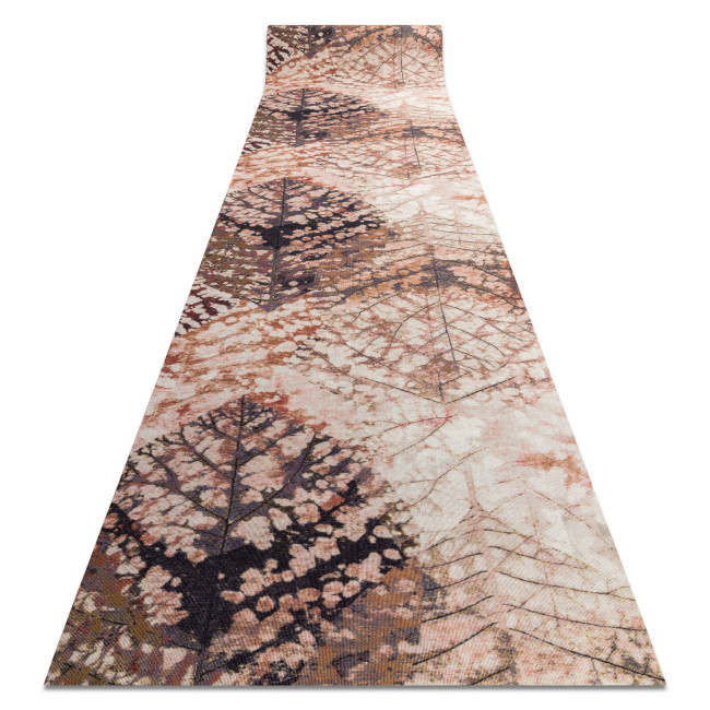 Protišmykový behúň DIGITAL - LEAVES Lístie, béžový / ružový