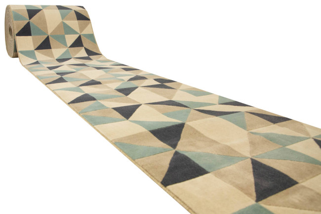 Behúň Canvas trojuholníky sivý / tyrkysový / granátový