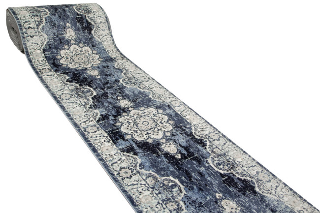 Behúň Victoria 7094A ornament, modrý / krémový