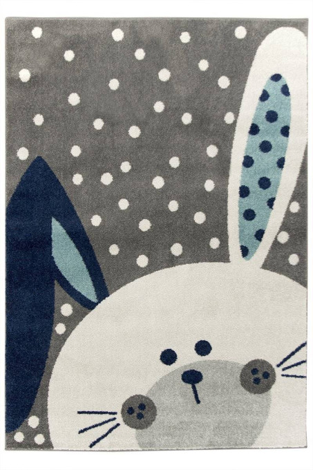 Detský koberec EMILY KIDS 2323A Zajac tyrkysový / tmavý sivý