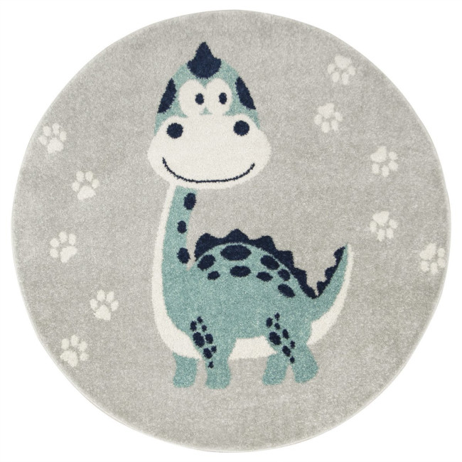 Levně Dětský koberec EMILY KIDS 5860C Dinosaurus, tyrkysový / světle šedý