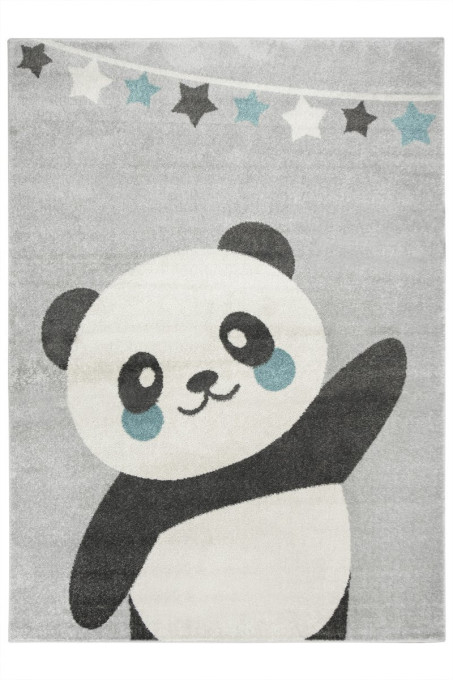 Detský koberec Emily Kids 5864A Panda sivý / tyrkysový