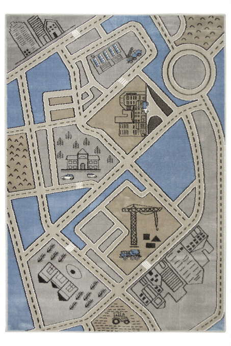 Detský koberec Feran Popiel Uličky modrý