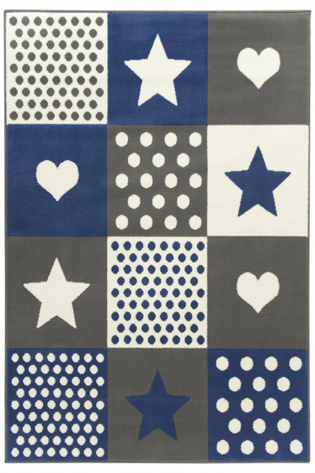 Detský koberec KIDS 533914/94915 sivý / modrý