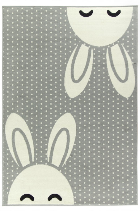 Detský koberec Kids 533926/89944 zajačiky, sivý