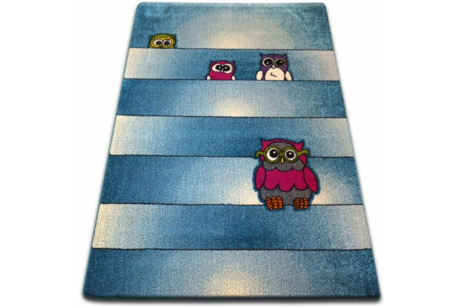 Detský koberec Kids Sovy modrý C412
