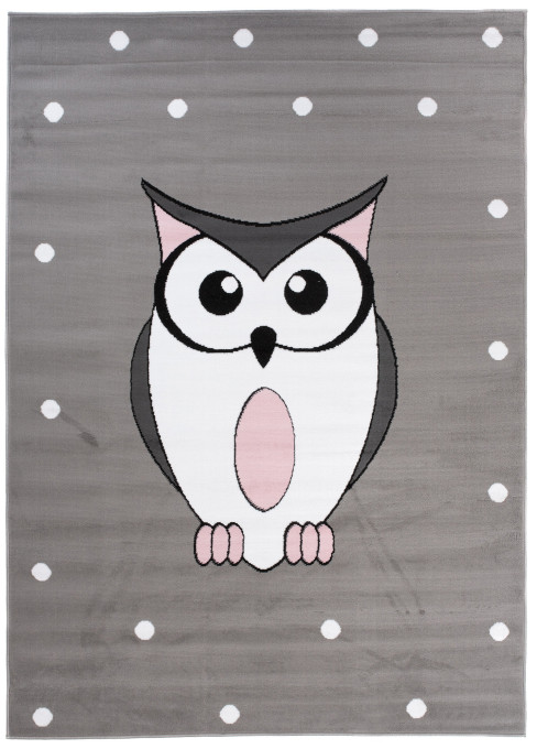 Detský koberec PINKY DF01A Owl sivý