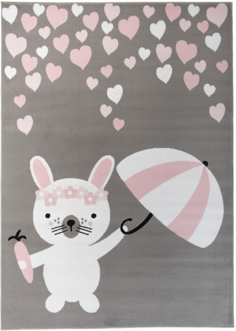 Levně Dětský koberec PINKY Q161A Cute Bunny šedý