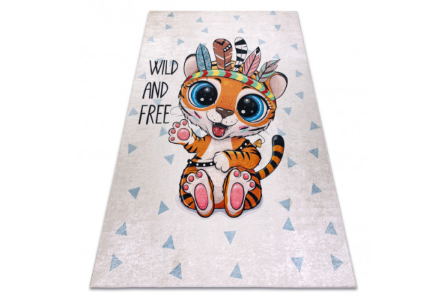 Detský koberec protišmykový BAMBINO 1960 Tigrík biely