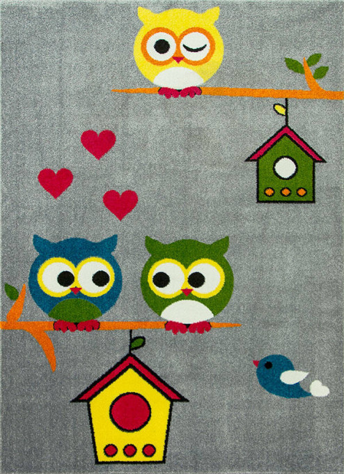 Detský koberec Rainbow 11205/190 - Sovičky, sivý