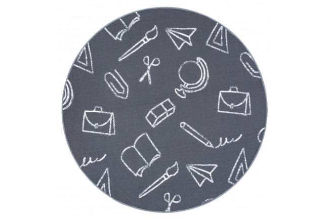 Detský koberec SCHOOL kruh sivý