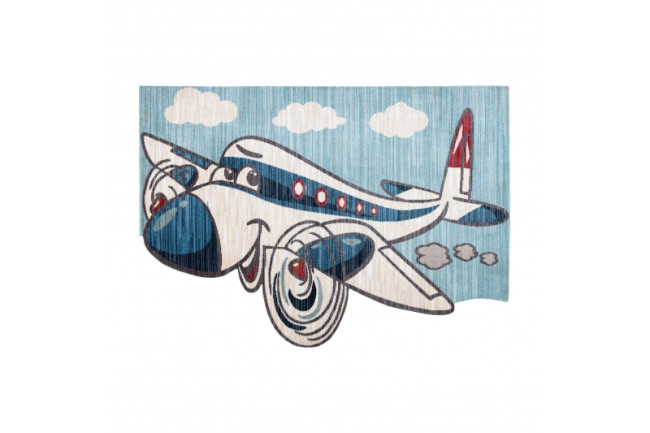 Detský koberec TOYS 75320 lietadlo 3D - tyrkys, krém