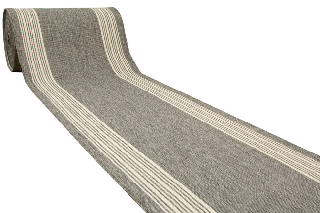 Šnúrkový behúň Brussels 205072 Pruhy sivý / krémový