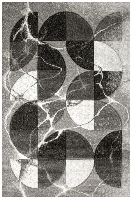 Koberec Amelia A472A sivý / čierny, polkruhy / mramor