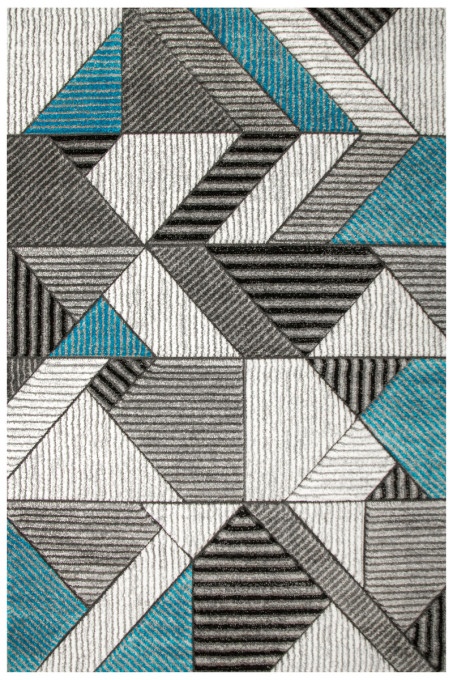 Koberec Amelia A632A pruhy / čiarky, sivý / tyrkysový