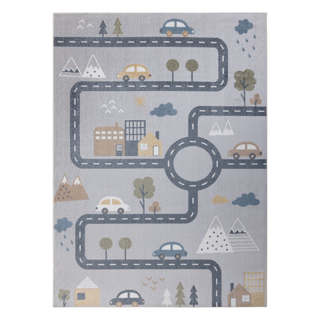 Koberec BONO 726 uličky / mesto, svetlosivý / krémový