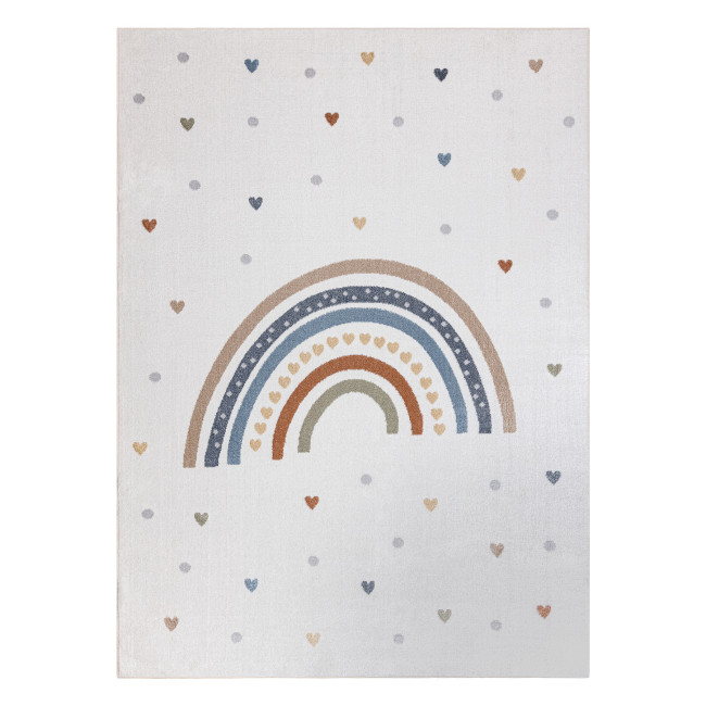Koberec BONO 8302 dúha / srdcia, krémový / hnedý