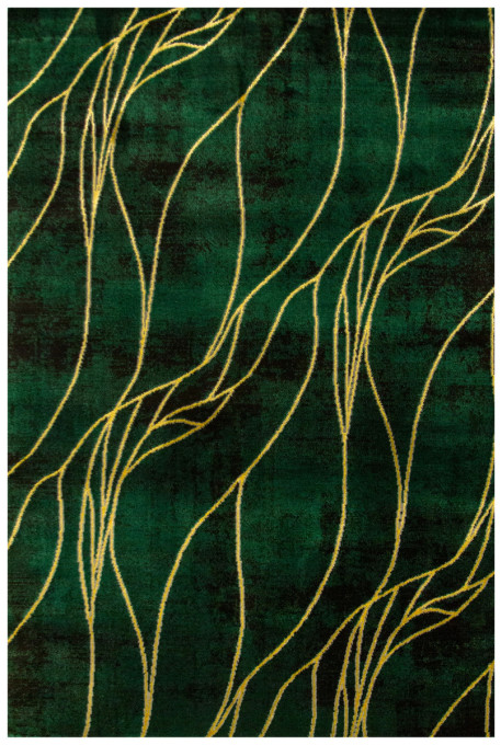 Koberec Diamond K8707Y lístie, fľaškovo zelený / zlatý