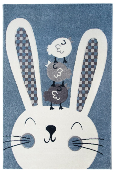 Detský koberec 3D králiček, modrý