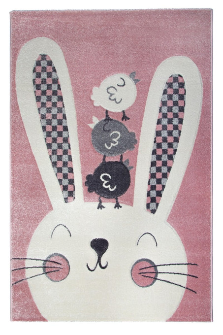 Detský koberec 3D králiček, ružový