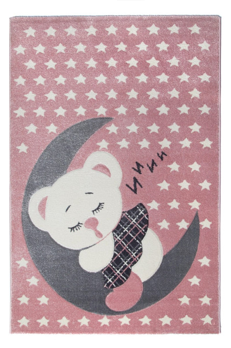 Detský koberec 3D spiaci macko, ružový
