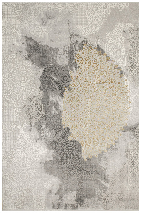 Koberec Galeria GL080G Rozeta sivý / zlatý