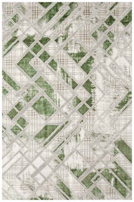 Koberec Garda P1149 zelený / béžový, kosoštvorce / mramor