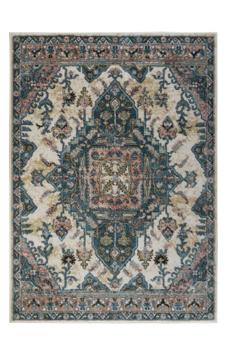 Koberec Lucca 8634A krémový/sivý/tyrkysový