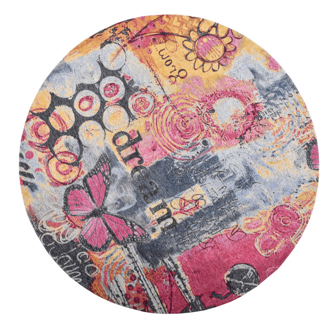 Koberec COSIMA ružový / žltý kruh