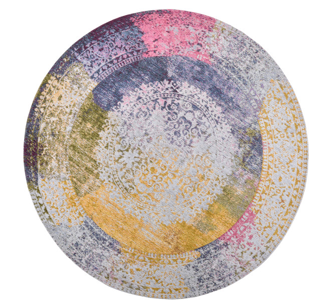 Koberec COSIMA žltý / ružový kruh