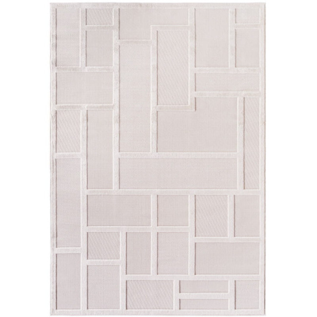 Koberec Doha 3D geometrický, krémový