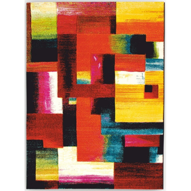 Koberec Folk 3D geometria multikolor