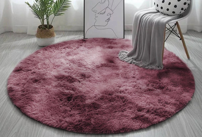 Levně Protiskluzový koberec SHAGGY ombré, červený kruh