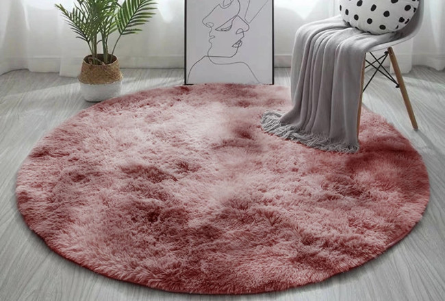 Levně Protiskluzový koberec SHAGGY ombré, fialový kruh