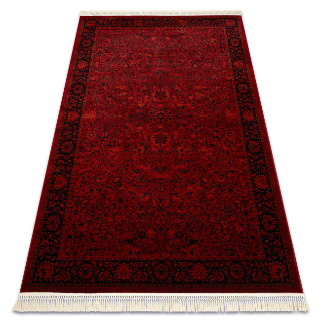 Levně Koberec ORIENT 5125 s třásněmi / rám, orientální / klasický, bordó / černý